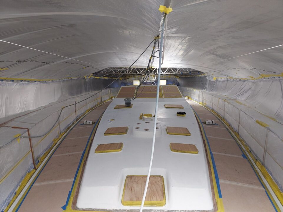 Marten 80 Yacht Refit - Repaint Coach Roof - Ancasta Yacht Services