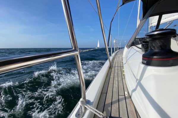 View of yacht deck on Ancasta Yacht Club Rally to Cherbourg 2023